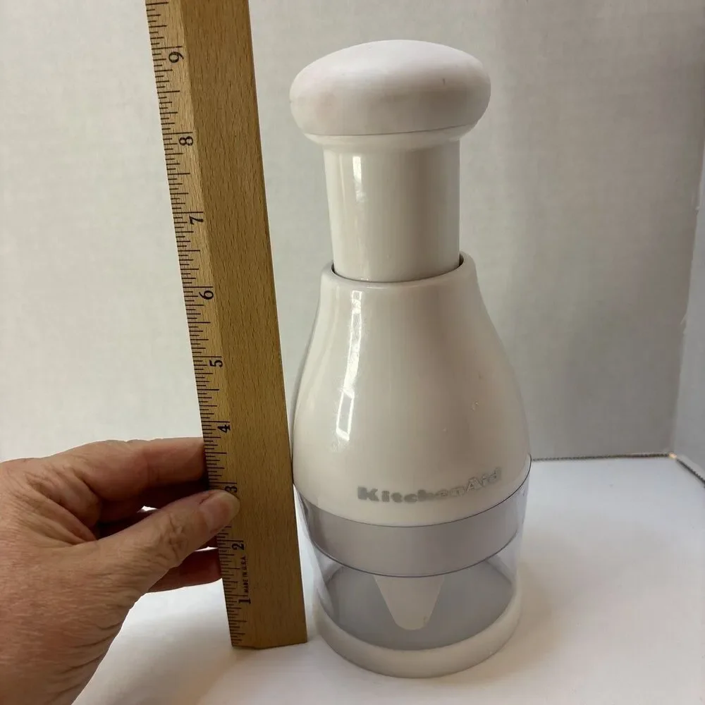 KitchenAid White Manual Hand Food Chopper with Rubber Handle